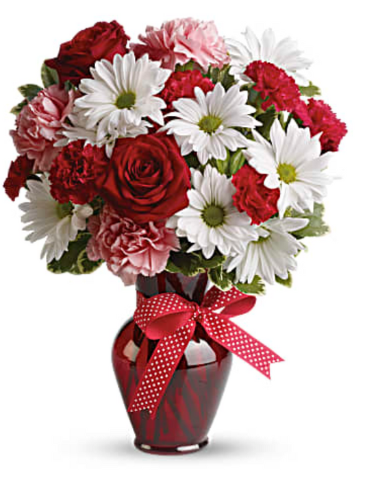 Hugs and Kisses Bouquet with Red Roses