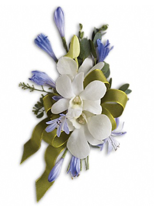 Blue and White Elegance Corsage